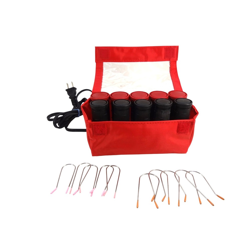 Remington Compact Ceramic Portable‎ Roller Set Red Heating Carry Case U Pins